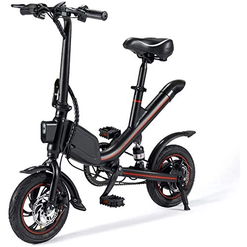 Electric Bike : Electric Bikes Foldable Compact Lightweight 250W 36V With Front Light Double Disc Brake Warning Taillight Folding E-bike City Bicycle Maximum Loading 150kg Max Speed 25km / h