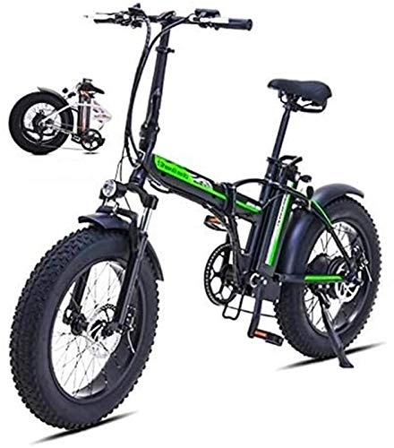 Electric Bike : Electric Bikes, Folding Electric Bike For Adults, Electric Bicycle / Commute Ebike With 5000W Motor, 48V 15Ah Battery, Professional 7 Speed Transmission Gears 4.0 Fat Tires, E-Bike (Color : Green)