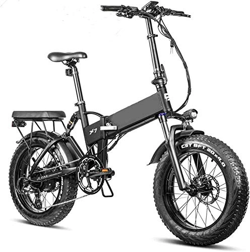Electric Bike : Electric Bikes, Folding Electric Fat Tire Bike 20 Inch*4.0 Removable Lithium Battery Electric Beach Bike Professional 8 Speed Adult 750w Bicycle Hydraulic Brakes Full Suspension Cruise Control , E-Bike