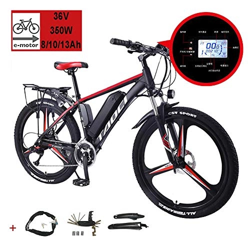 Electric Bike : Electric Bikes for Adult, Magnesium Alloy Ebikes Bicycles, Lightweight aluminum frame Shock absorption All Terrain, 26" 36V 350W 13Ah Removable Lithium-Ion Battery Mountain Ebike for Mens, 36V13AH