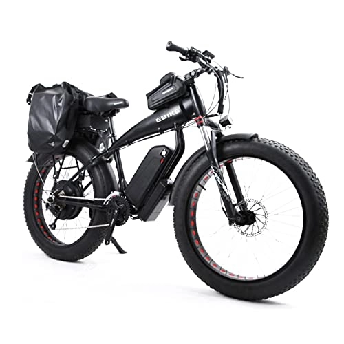 Electric Bike : Electric Bikes for Adults 1500W Electric Bike for Adults 40MPH mountain Electric Bicycle 26 Inch Fat Tire 48V 50Ah Large Capacity Dual Battery E Bike (Color : Black 48v1500w, Number of speeds : 27)