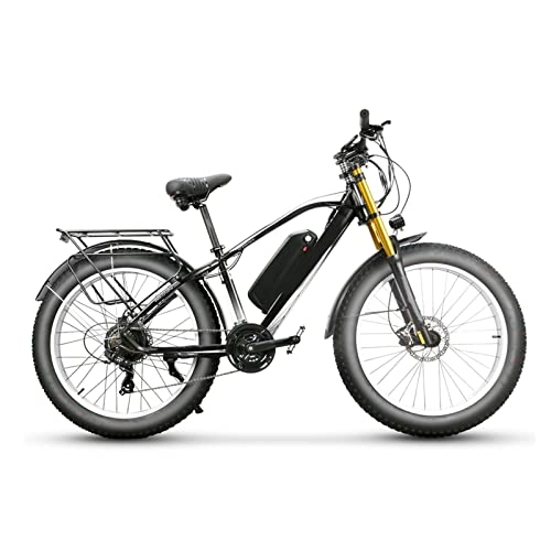 Electric Bike : Electric Bikes For Adults 30 Mph Fat Tire 26 Inch 750W Electric Mountain Bicycle 48V 17ah Battery, 21 Speed Transmission Systems Full Suspension E Bike (Color : White black)