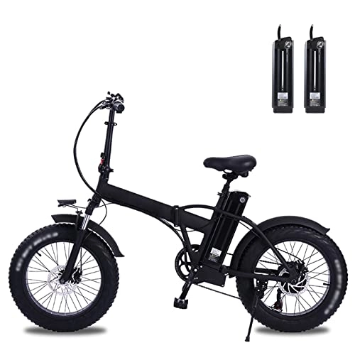 Electric Bike : Electric Bikes for Adults 800W / 500W Mountain Electric Bike Foldable for Adults 20 Inch Fat Tire Electric Bicycle 48V 12.8Ah Lithium Battery Electric Beach Bike 45km / H ( Color : 800W 15ah 2 Battery )