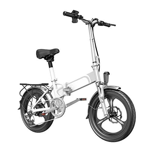 Electric Bike : Electric Bikes for Adults Electric Bicycle 400W 48V10ah Graphene Lithium Battery 20 Inch Foldable Electric Bike Aluminum Alloy Pedal Ebike (Color : White)