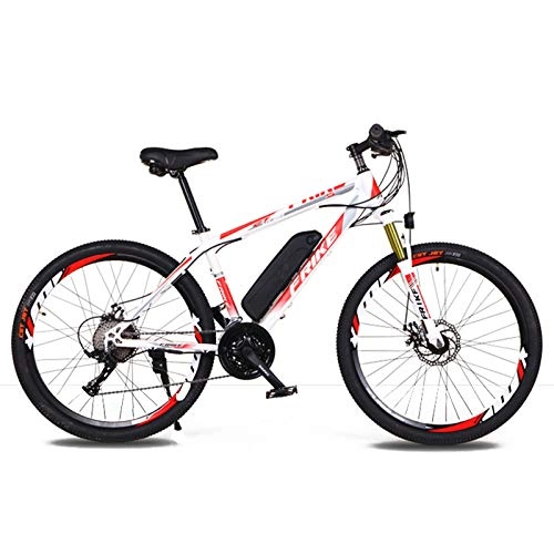 Electric Bike : Electric Bikes for Adults Electric Mountain Bike 21-Speed 36V 8Ah Lithium Battery E-Bike with 26" Spoke Wheel Big Tire and 250W Motor for Beach Snow Gravel Rain Electric Biking Adventure, White Red