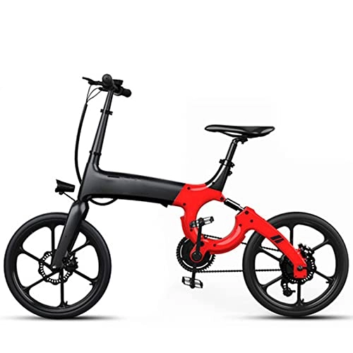 Electric Bike : Electric Bikes for Adults Folding Electric Bikes for Adults 250W Motor 36V Hide Lithium Battery 20 Inch City Electric Bicycle ​Fold Ebik (Color : Red)