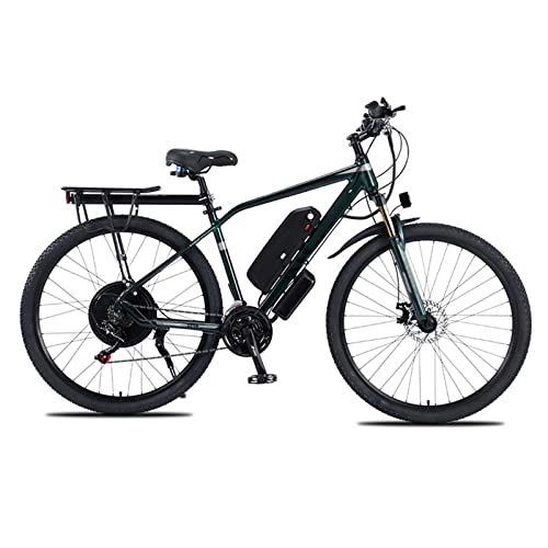 Electric Bike : Electric Bikes for Adults Mountain Electric Bike 1000W for Adults 29 Inch Electric Bike 48V Men Bicycle High Power Electric Bicycle (Color : Green, Number of speeds : 21)