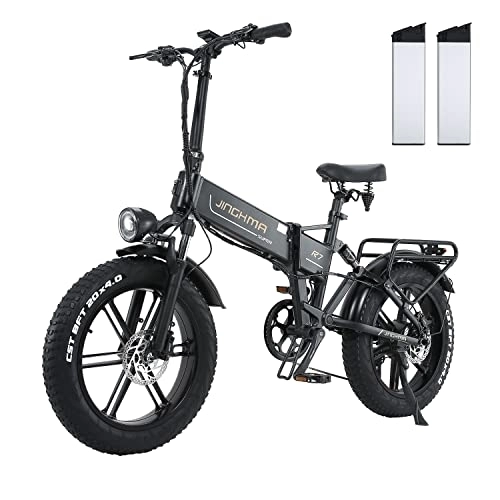 Electric Bike : Electric Bikes, R7PRO Folding Electric Mountain Bike, 20"*4" Fat Tire, 48V 32Ah Removable Battery City Commuter E-bike, LCD Display, Shimano 8 Speed（Black, 16Ah*2）