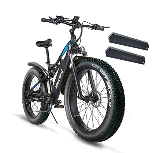 Electric Bike : Electric Fat Bike for Adults Snow Beach Mountain E-bike 26" Fat Tire 7-Speed 48V 17Ah Removable Lithium-Ion Battery 【Two batteries】Shengmilo MX03