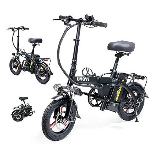 Electric Bike : Electric Folding Bike Fat Tire City Mountain Bicycle Booster Lightweight Alloy Folding 400W Silent Motor E-Bike, Dual Disc Brakes, Portable Easy To Store in Caravan, Motor Home, Boat
