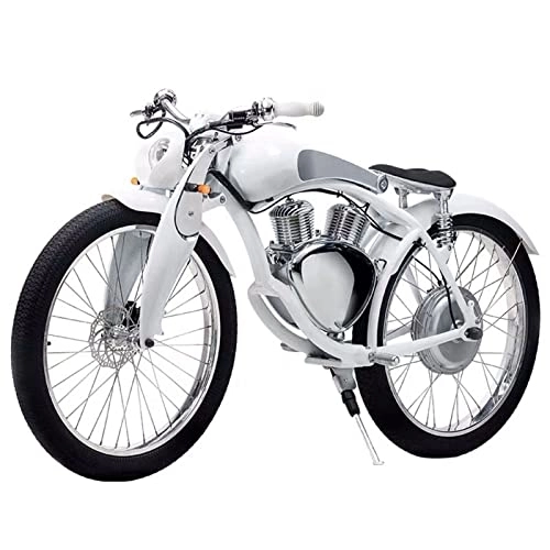 Electric Bike : Electric Motorcycle 26inch Electric Bicycle Super E-motor with 48V 11.6Ah Battery 31 MPH Electric Mountain Motorcycle (Color : White)