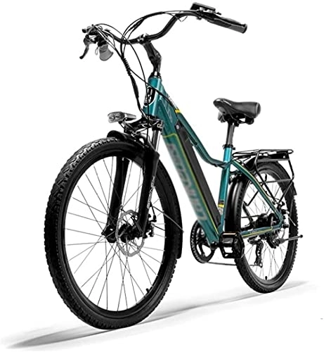 Electric Bike : Electric Mountain Bike 26 Inch Electric Bicycle Fat Tire e-Bike 7 Speeds Beach Cruiser Sports Mountain Bikes Full Suspension Pedal Assisted E-bike-Blue_15ah