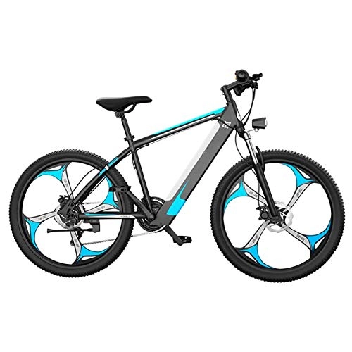 Electric Bike : Electric Mountain Bike, 26 Inch Electric Mountain Bike for Adult, Fat Tire Electric Bike for Adults Snow / Mountain / Beach Ebike with Lithium-Ion Battery Electric Powerful Bicycle (Color : Blue)