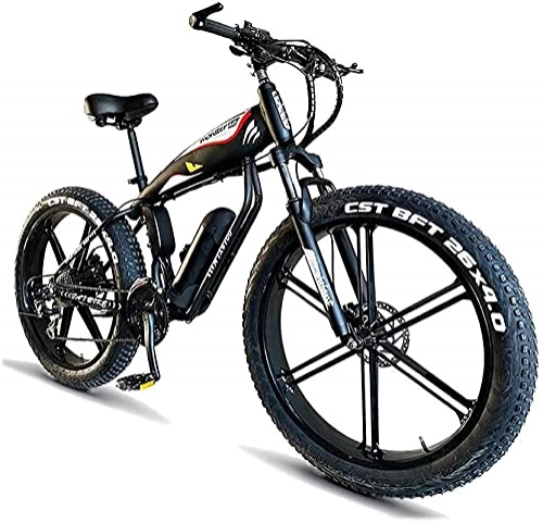 Electric Bike : Electric Mountain Bike 400W Upto 25km / h 26inch Fat Tire E-Bike 30 Speeds Beach Cruiser Sports Electric Bikes Lithium Battery Hydraulic Disc Brakes (Color : 48v, Size : 14Ah)