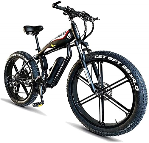 Electric Bike : Electric Mountain Bike 400W Upto 25km / h 26inch Fat Tire E-Bike 30 Speeds Beach Cruiser Sports Electric Bikes Lithium Battery Hydraulic Disc Brakes (Color : 48v, Size : 18Ah)