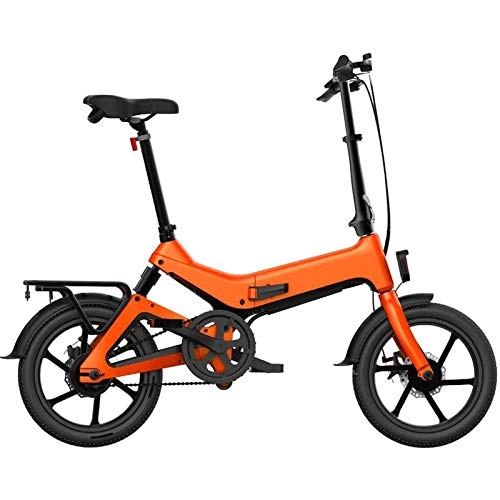 Electric Bike : Electric Mountain Bike, Folding Electric Bike 16" 36V 350W 7.5Ah Lithium-Ion Battery Electric Bikes for Adult Load Capacity 150 Kg with Rear Seat Electric Powerful Bicycle (Color : Orange)
