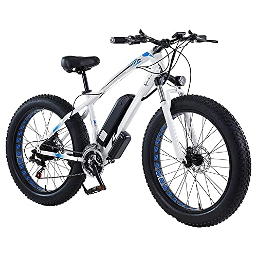Electric Bike : Electric Mountain Bike for Adults 26" Fat Tire E-Bike with Pedal Assist 350W Motor 21 Speed Removable 36V Lithium-Ion Battery 30km / h 40 / 55km Range City Commute Bicycle, White, 40KM