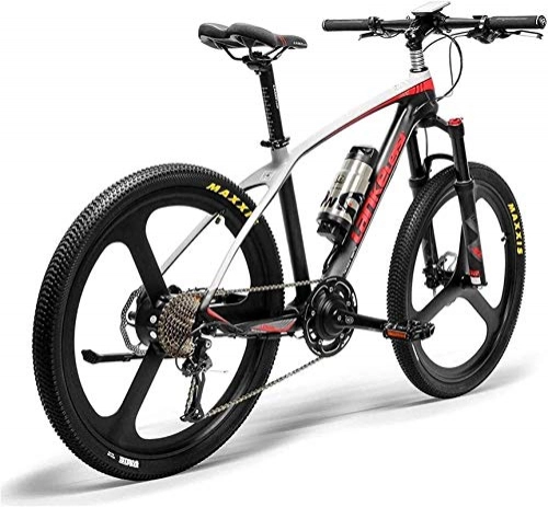 Electric Bike : Electric Snow Bike, 26'' Electric Bike Carbon Fiber Frame 300W Mountain Bikes Torque Sensor System Oil And Gas Lockable Suspension Fork City Adult Bicycle E-bike Lithium Battery Beach Cruiser for Adul