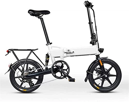 Electric Bike : Electric Snow Bike, Adult Folding Electric Bike, 6 Speed 250W 16 Inch Travel E-Bike with Removable 36V 7.5AH / 10.5AH Lithium-Ion Dual Disc Brakes with Rear Seat Lithium Battery Beach Cruiser for Adults