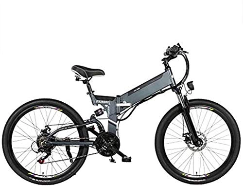 Electric Bike : Electric Snow Bike, Electric Bike Folding Electric Mountain Bike with 24" Super Lightweight Aluminum Alloy Electric Bicycle, Premium Full Suspension And 21 Speed Gears, 350 Motor, Lithium Battery 48V,