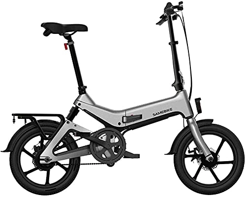 Electric Bike : Electric Snow Bike, Folding Electric Bike 16" 36V 350W 7.5Ah Lithium-Ion Battery Electric Bikes for Adult Load Capacity 150 Kg with Rear Seat Lithium Battery Beach Cruiser for Adults (Color : Black)
