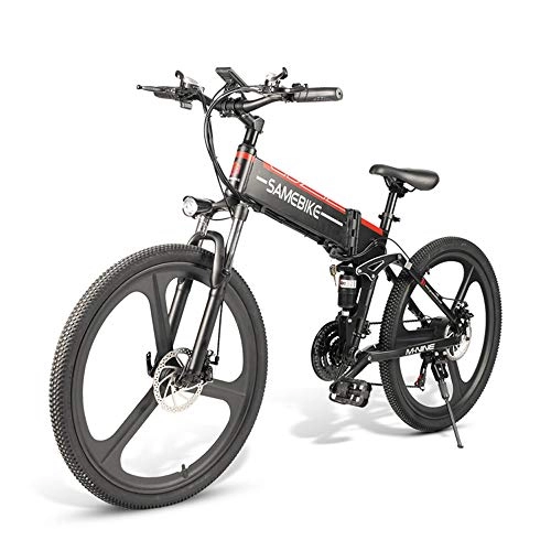 Electric Bike : Europ Local Shipping S21 Speed Electric Bike For Adults, 48V / 10Ah Battery, 350W Brushless Motor Mileage 40KM / 60KM On PAS Mode Mountain Bicycle, 20 Inch Tire Max Speed 30KM E Bike (Black)