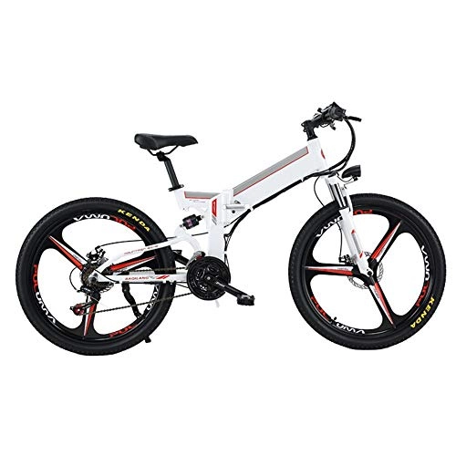 Electric Bike : F Electric Bicycle Mountain Bike Foldable 48V Lithium Battery Bicycle Adult Double Battery Car Electric Car One Wheel