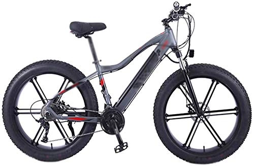 Electric Bike : Fangfang Electric Bikes, 26 inch Electric Bikes Bike, hidden battery Bikes 4.0 Fat tire Snowfield Bicycle Adult, E-Bike (Color : Gray)