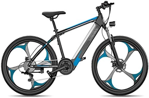 Electric Bike : Fangfang Electric Bikes, 26 inch Electric Bikes Bikes, 48V 10A lithium Mountain Bicycle LCD display instrument 27 speeds Double Disc Brake Bike, E-Bike (Color : Blue)