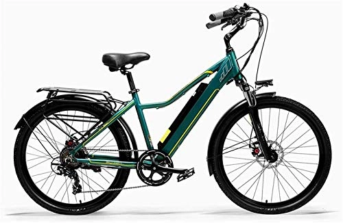 Electric Bike : Fangfang Electric Bikes, Adults Urban Electric Bike, Dual Disc Brakes 26 Inch Pedal Assist Bicycle Aluminum Alloy Frame Oil Spring Suspension Fork 7 Speed, E-Bike (Color : Blue, Size : 15AH)