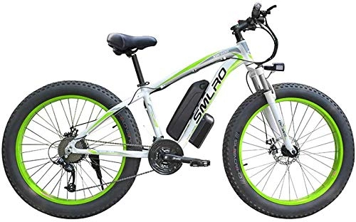 Electric Bike : Fangfang Electric Bikes, Electric Bicycle Aluminum Alloy Lithium Battery Beach Snowmobile Big Wheel Fat Tire Moped Commuter Fitness Exercise, E-Bike (Color : Green)