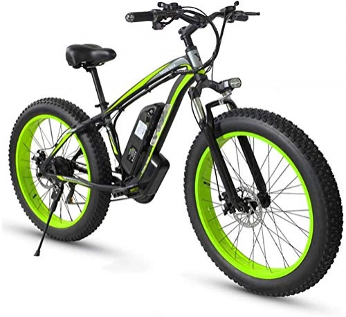 Electric Bike : Fangfang Electric Bikes, Electric Bike Fat Tire Ebike 26" 4.0, Mountain Bicycle for Adult 21 Speed Beach Mens Sports Mountain Bike Full Suspension Mechanical Disc Brakes, E-Bike (Color : Green)