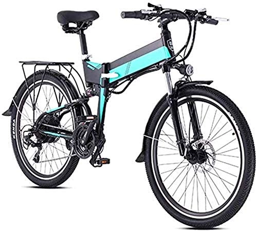 Electric Bike : Fangfang Electric Bikes, Electric Fat Tire Bike with 21 Speed Mountain Electric Bicycle Pedal Assist Lithium Battery Disc Brake (26Inch 48V 500W 12.8A), E-Bike (Color : Green)