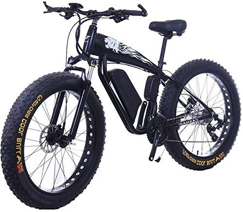 Electric Bike : Fangfang Electric Bikes, Fat Tire Electric Bicycle 48V 10Ah Lithium Battery with Shock Absorption System 26inch 21speed Adult Snow Mountain E-bikes Disc Brakes (Color : 15Ah, Size : Black), E-Bike