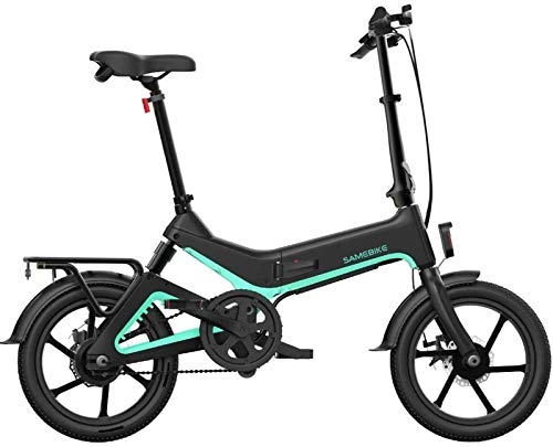 Electric Bike : Fangfang Electric Bikes, Folding Electric Bike 16" 36V 350W 7.5Ah Lithium-Ion Battery Electric Bikes for Adult Load Capacity 150 Kg with Rear Seat, E-Bike (Color : Black)