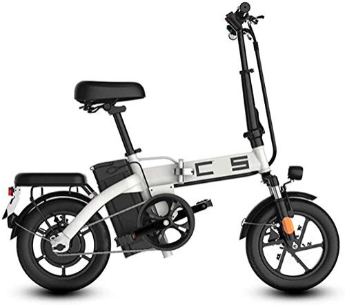 Electric Bike : FanYu Folding Electric Bike for Adults 350W Motor 14 inch Urban Commuter E-bike Max Speed 25km / h Super Lightweight 350W / 48V Removable Charging Lithium Battery White 45km