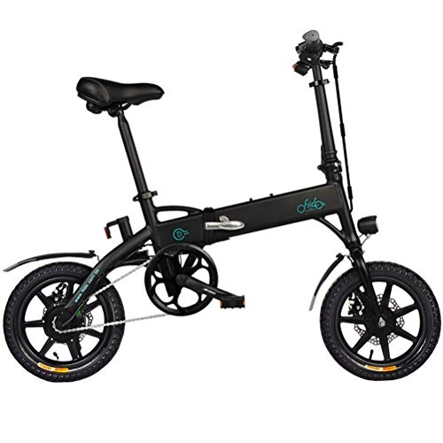 Electric Bike : Fat Tire Electric Bike, 14 Inch E-Bike, Mountain E-Bike for Adults Women Men, Hybrid Bike for City Commuting Outdoor Cycling, 350W Motor, 10.4Ah Power Lithium Battery, Black