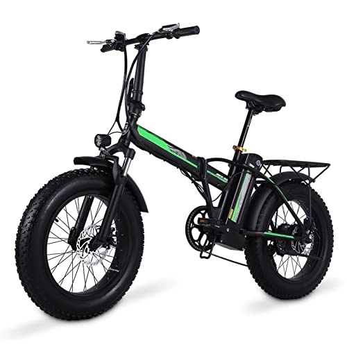 Electric Bike : Fat Tire Fold Electric Bike 20 Inch Electric Bikes for Adults Electric Bike 500w Electric Bicycle 48v Lithium Battery Folding Mens Ebike (Color : Black)