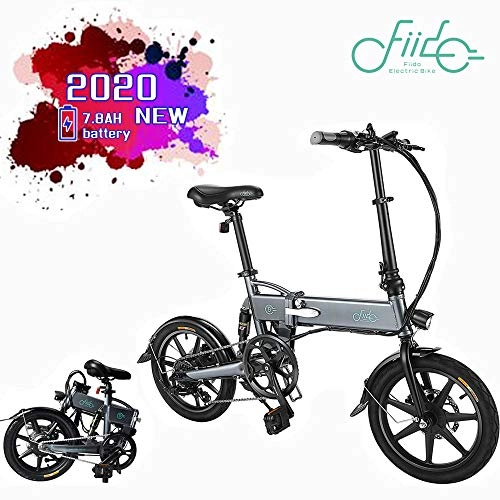 Electric Bike : FIIDO D2s Foldable Electric Bike Aluminum 16 Inch Electric Bike for Adults 6 speed E-Bike with 36V 7.8AH Built-in Lithium Battery, 250W Brushless Motor (Dark gray-D2S)