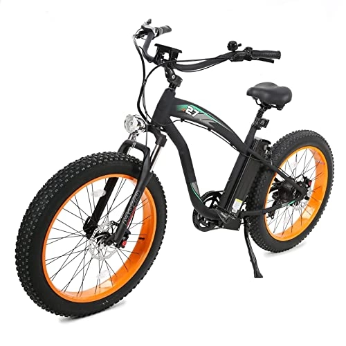 Electric Bike : FMOPQ 1000w Electric BikeElectric Bicycle 26 Inch Fat Tire E-Bike with 48v 13ah Lithium Battery 7 Speed Electric Bike (Color : Blue) (Orange)