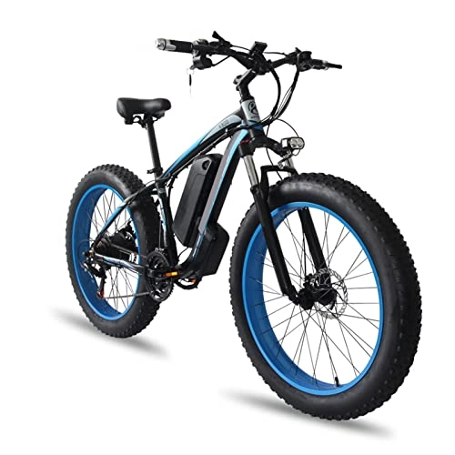 Electric Bike : FMOPQ 1000W Electric Bikes28 Mph E Bikes 26 Inches Fat Tire Electric Mountain for Men 48V 18Ah Lithium Battery Motor Electric Snow Bicycle (Color : White Size : 18AH Battery) (Blue 18AH battery)