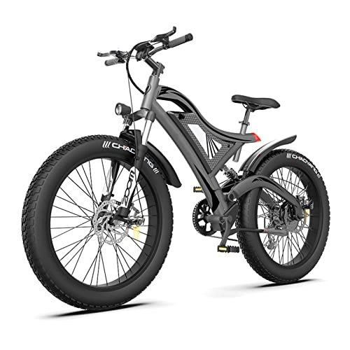 Electric Bike : FMOPQ 750W 27 MPH 26 Inch 4.0 Fat Tire 48V 15Ah Lithium Battery Beach City Electric Bicycle Mountain Electric Bike (Color : Dark Grey)