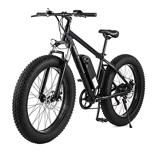 Electric Bike : FMOPQ Electric BicycleAdults Electric Bike 1000W Motor Max Speed 28Mph 26" Fat Tire Electric Bicycle 48V 17Ah Lithium Battery Snow Beach E-Bike Dirt Bicycles (Color : Black)