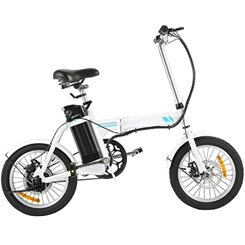 Electric Bike : FMOPQ Electric BicycleElectric Bike Foldable for Women 250W Lightweight 15.4 inch tire Electric Bicycle 36V 8Ah Lithium Ion Battery Disc Brake (Color : Black) (White)