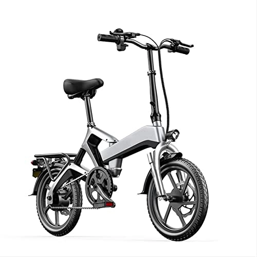 Electric Bike : FMOPQ Electric BicycleElectric Bike Foldable400W 15.5 Mph Lightweight Electric Bicycle 48V 10Ah Lithium Battery 16 Inch Tire Electric Folding E Bike (Color : Yellow) (Light Grey)
