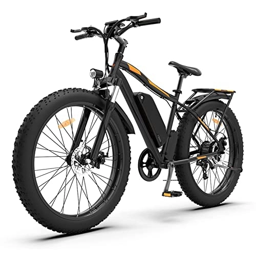 Electric Bike : FMOPQ Electric BicycleElectric Bike750W Motor 48V 13Ah Lithium Battery Bicycle 300 Lbs 28 Mph Electric Bike 26 Inch Fat Tire Snow Mountain E Bike (Color : Black)