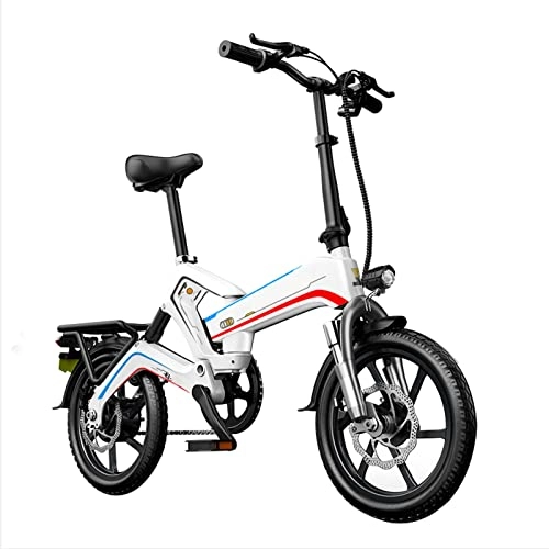 Electric Bike : FMOPQ Electric Bike Foldable400W 15.5 Mph Lightweight Electric Bicycle 48V 10Ah Lithium Battery 16 Inch Tire Electric Folding E Bike (Color : Yellow) (Red and White)