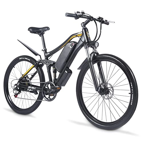 Electric Bike : FMOPQ Electric Bike500W 27.5 Inch Tire 48V 15Ah Lithium Battery E Bike Mens Mountain Adult Electric Bicycle (Color : Black)