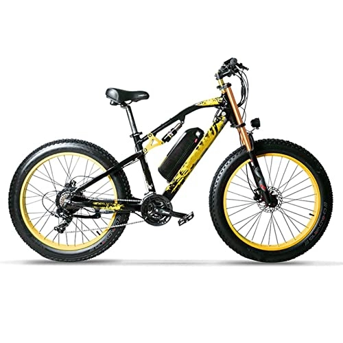 Electric Bike : FMOPQ Electric Bike750W 48V 17Ah Lithium Battery Bicycle 21 Speed 4.0 Fat Tire Beach Electric Bicycle (Color : Yellow)