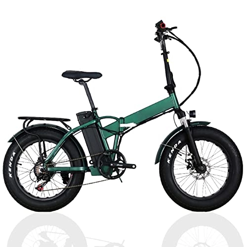 Electric Bike : FMOPQ Foldable Electric Bike 1000W Motor 20 inch Fat Tire Electric Mountain Bicycle 48V Lithium Battery Snow E Bike (Color : Green Size : B) (Green A)